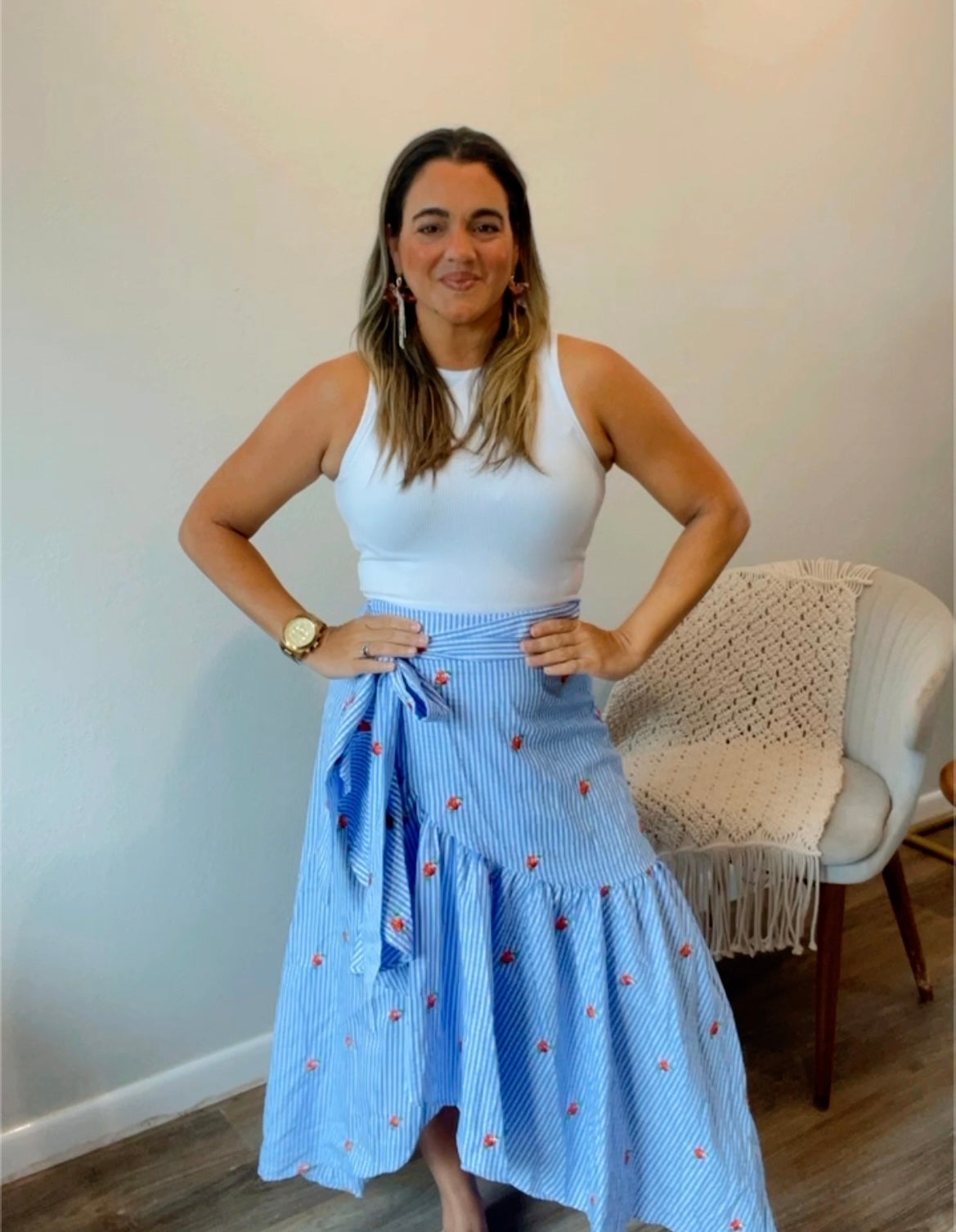 Blue/White Wrap-Around Skirt