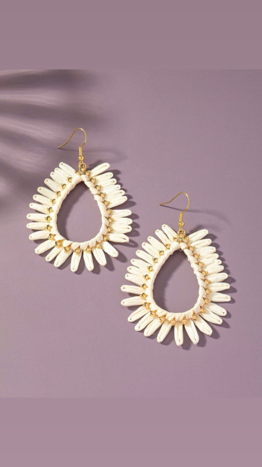 Raffia Teardrop Hoops Earrings