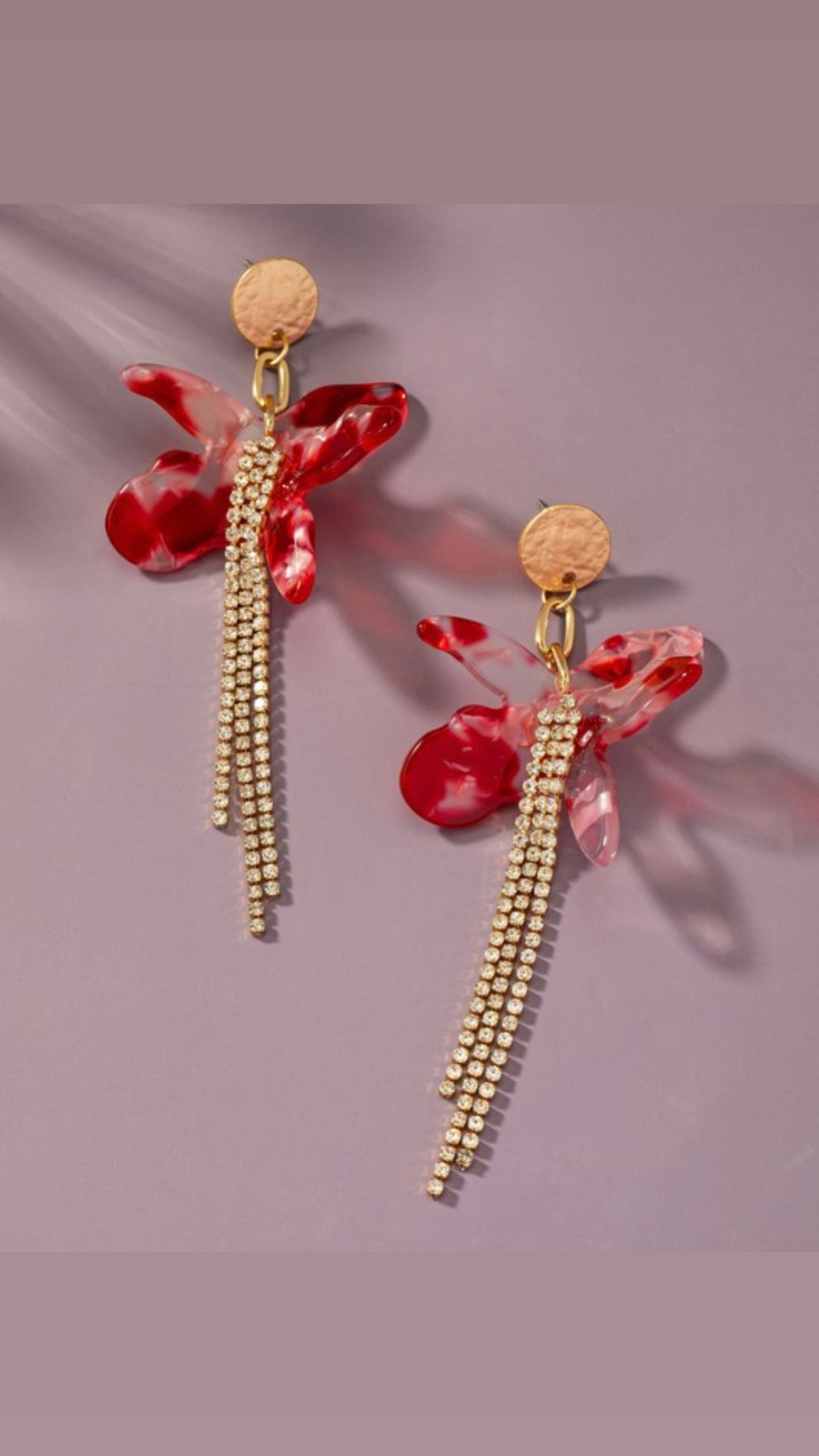 Flower Earrings w/ Rhinestones