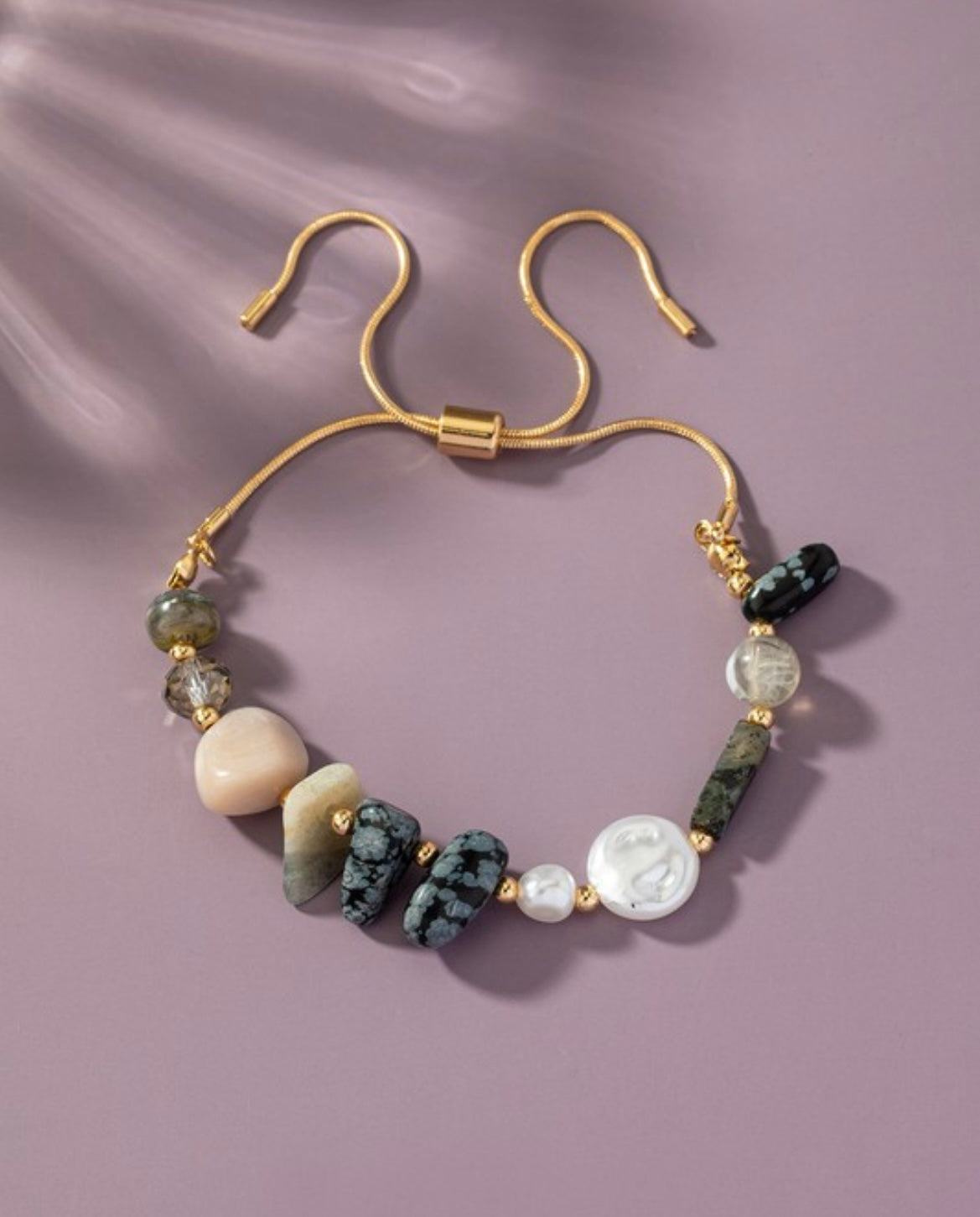 Mix Agate Adjustable Bracelet