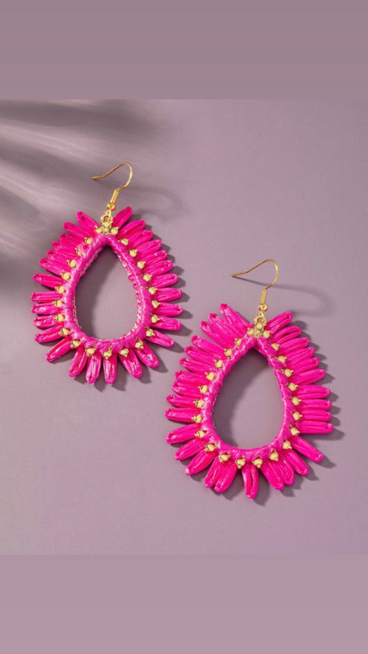 Raffia Teardrop Hoops Earrings