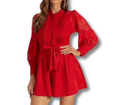 Selene Red Romper