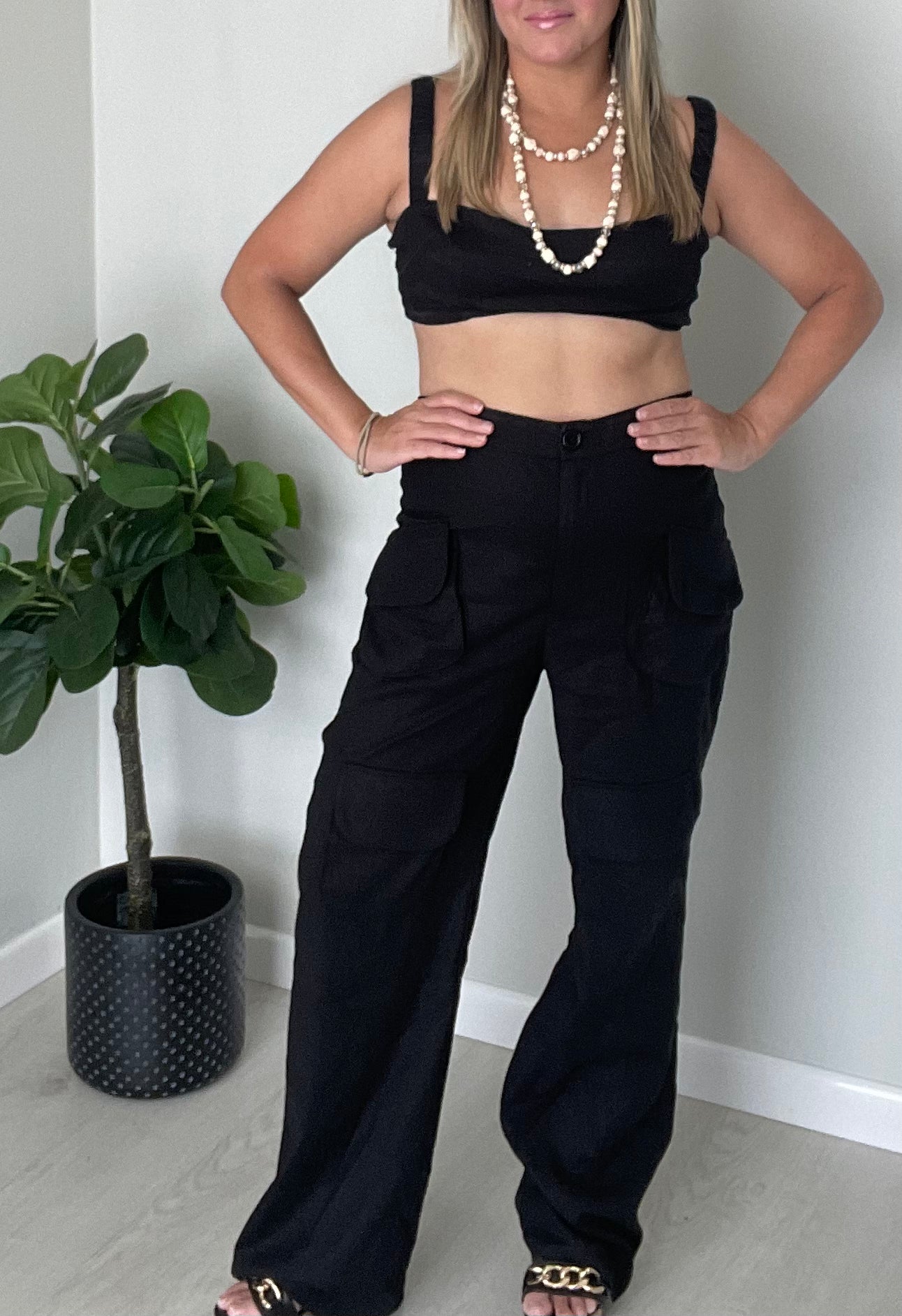 Julia Cargo Pant Set- Black