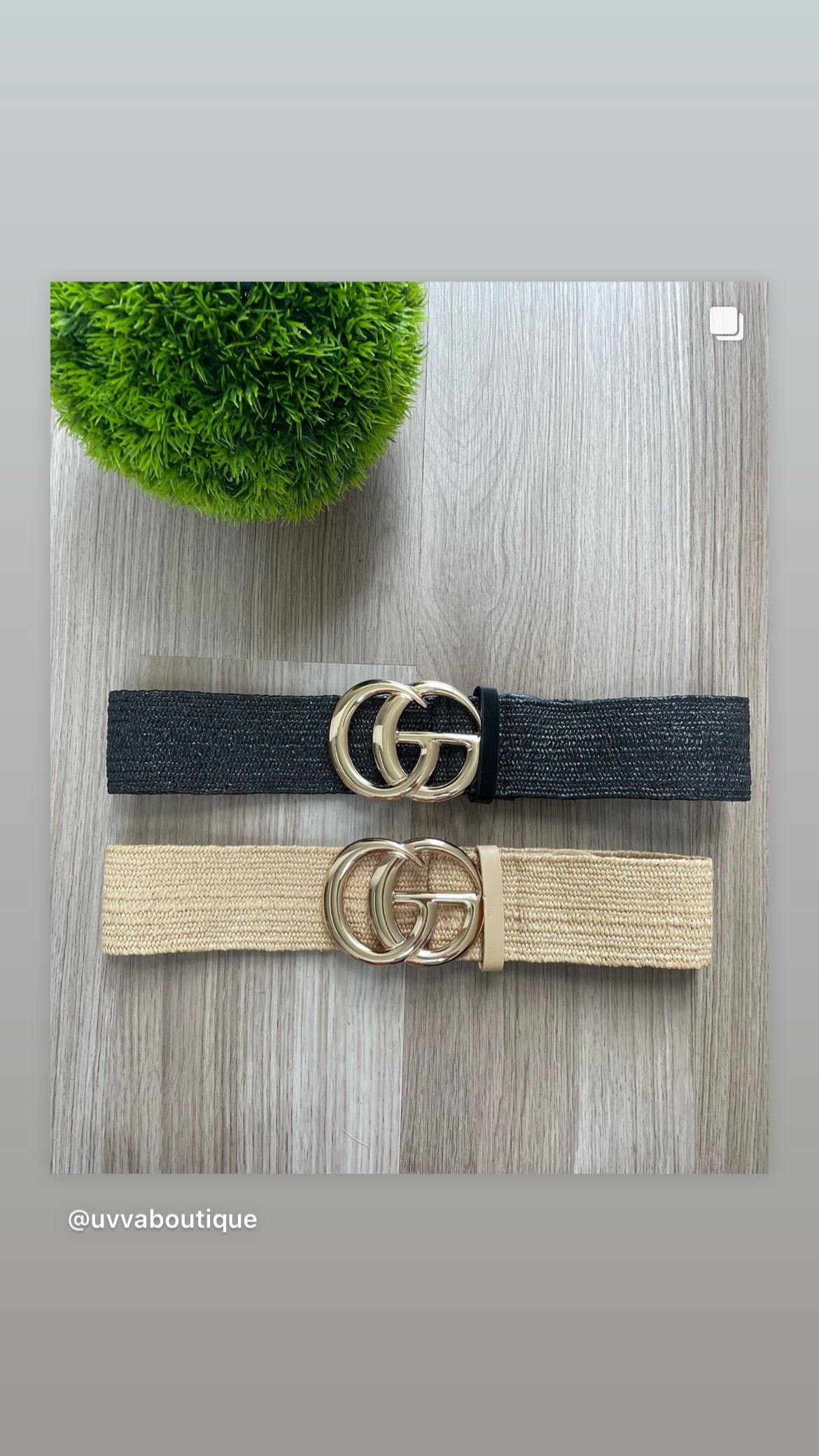 Spandex Raffia Gold Buckle Belt